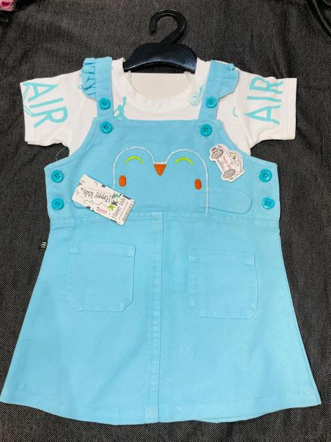 Baby Girls Animal Face Dungaree Dress Set of 6 piece